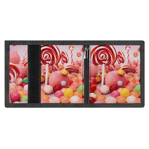 Sweet Candy Wallets for Man Women, Slim Trifold Wallet with ID Window, Durable Credit Card Holder for Travel4