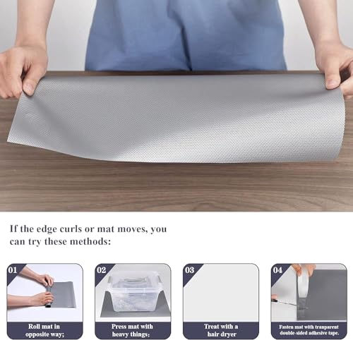 Image of Niwlix (45 cm x 5m) Fridge Mats Shelf Liners for Kitchen Shelves Cupboard Sheets for Wardrobe Anti Slip Drawer Mats Kitchen Cabinet Liner Sheets, EVA, Water Resistant (Grey)