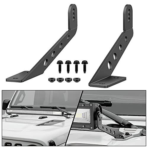 Image of Nilight 2PCS Hood Straight Light Brackets 32 Inch LED Light Bar 2018 2019 2020 2021 2022 2023 2024 2025 2026 Wrangler JL JLU Gladiator JT