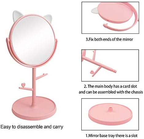 Nonebranded Vanity Mirror The Desktop Makeup Mirror for Teenager With Girls Gifts,Standing Mirror Portable For Bedroom Or Travel(Pink)