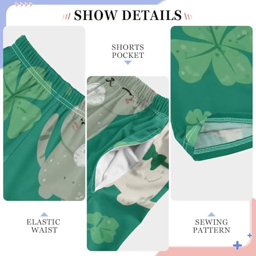 Lucky Clover Cat Boys Long Pants Soft Trousers Elastic Waist Kids Lounge Bottoms with Pockets S-XL4