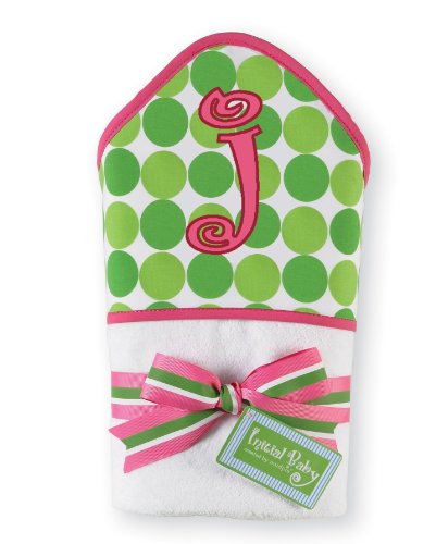 Image of Baby Girl Pink Initial Hooded Terry Towel, Letter J