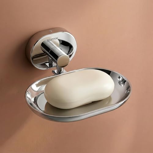 Image of Plantex J4 Stainless Steel Wall Mounted Soap Holder for Bathroom /Soap Holder for Kitchen /Soap Stand for Bathroom /Bathroom Accessories (Chrome Finish) Onix