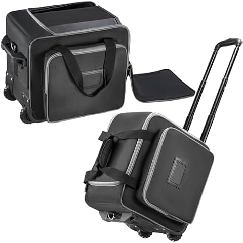 Speaker Bag with Wheels Compatible with Bose S1 Pro / S1 Pro+ / Partybox Encore Essential, Rolling Speaker Carrying Soft Case with Multi-pocket & Fix Strap, Padded Speaker Roller Bag (14.2*9.5*13in) Cover