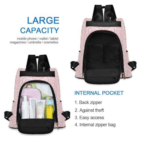 Image of ALAZA Pink Leopard Cheetah Print Backpack Purse for Women Anti Theft Fashion Back Pack Shoulder Bag