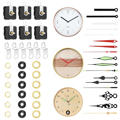 Mecanismo Reloj De Pared, 6X Mecanismo Reloj, Maquinaria De Reloj A Pilas, Maquinaria Reloj, con 6 Diferentes Pares Agujas Reloj Pared, para DIY Reparación De Reloj Reemplazo De Piezas(9mm)