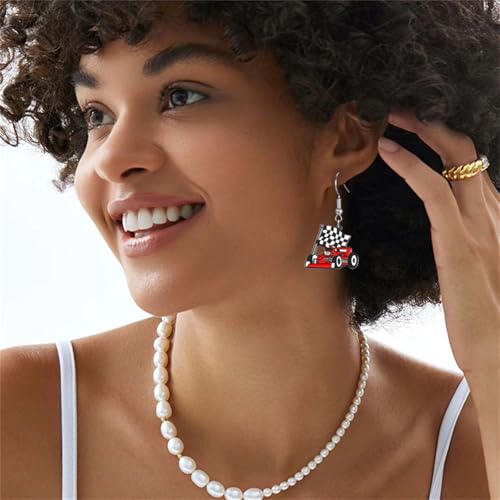 coadipress Checkered Flag Earrings Racing Earrings for Women Charm Black and White Checkered Jewelry Race Day Gifts for Racers Racing Fans3