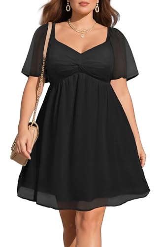 Image of Pinup Fashion Plus Size Graduation Homecoming Chiffon A-line Short Dress