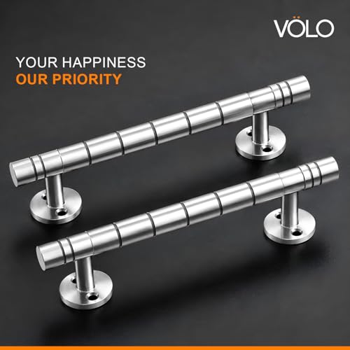 Image of VOLO Main Door Pull Push Handle for Main Entry | Interior Exterior Use | Modern Home Office Door Hardware Pull Handle | (Silver Satin, 8 Inch (200MM), Pack of 2 Piece (K-58))