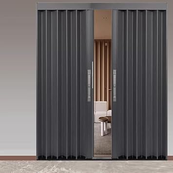 Sliding Door, Foldable Metal Interior Privacy Screen, Space-Saving Room Divider for Closets and Rooms