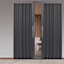 Sliding Door, Foldable Metal Interior Privacy Screen, Space-Saving Room Divider for Closets and Rooms