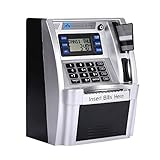 Anyutai Cajero automático Cajas de dinero ATM Hucha ATM Ahorro Bancos Niños Monedas Bancos con pantalla LCD (Plata)