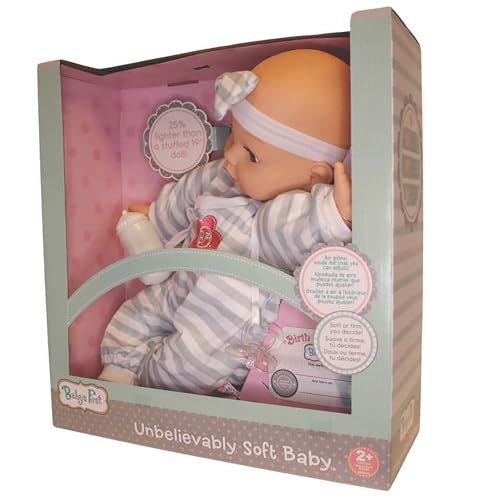 Muñeca Bebé Suave 19" con Pijama Gris a Rayas miniatura 4