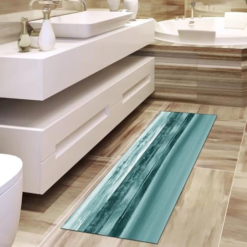 Alfombra pasillo de cocina cian 80x200 cm lavable abstracta 4