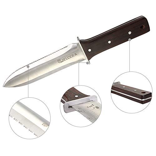 Foto von CIELCERA Hori Hori Garden Messer mit schärfen Stab, Ideal - Graben im Garten - und Landschaftsbau Jäten Instrument, Klinge aus Rostfreiem Stahl mit Schützenden Handschutz