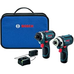 BOSCH CLPK27-120 12V Max 2-Tool Combo Kit with Two-Speed Pocket Driver, Impact Driver and (2) 2.0 Ah Batteries,Blue