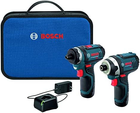 BOSCH CLPK27-120 12V Max Cordless 2-Tool 1/4 in. Hex Drill/Driver and 1/4 in. Impact Driver Combo Kit with 2 Batteries, Charger and Case , Blue