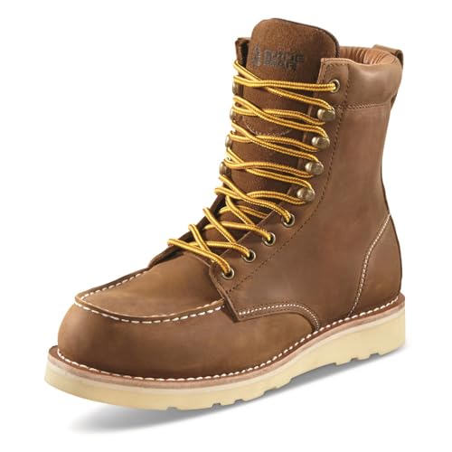 Guide Gear 8” Wedge Moc Toe Work Boots for Men, Leather Construction Mid-High Shoes, Moisture-Wicking Lining2
