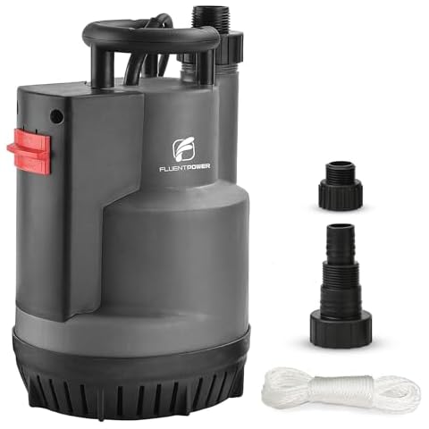 FLUENTPOWER 1/2HP Submersible Sump Pump 2500GPH Utility Water Pump, Auto/Manual Control by Integrated Float Switch, with 16.4 Ft Cord for Pool Tub Garden Pond Flooded Basement Draining Cover
