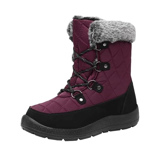Botas femininas impermeáveis para neve de inverno com isolamento térmico para ambientes externos, botas femininas leves forradas com pele antiderrapante, Vermelho, 11 Wide