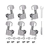 6PCS(3L+3R) Guitar Machine Heads Guitar String Tuning Pegs Machine Head Tuners for electric guitar tuner Acoustic Guitar For replacement and upgrade (Silver)