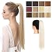 SARLA 24" Straight Long Clip in Ponytail Hair Extension Wrap Around Heat-Resisting Fiber Synthetic Fake Pony Tail Hairpiecs Hair Piece P001 (#60 platinum blonde)
