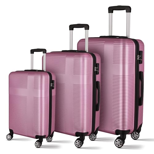 3-Piece Lightweight Pink Luggage Set for Travel - Durable and Secure Design with Spinner Wheels2