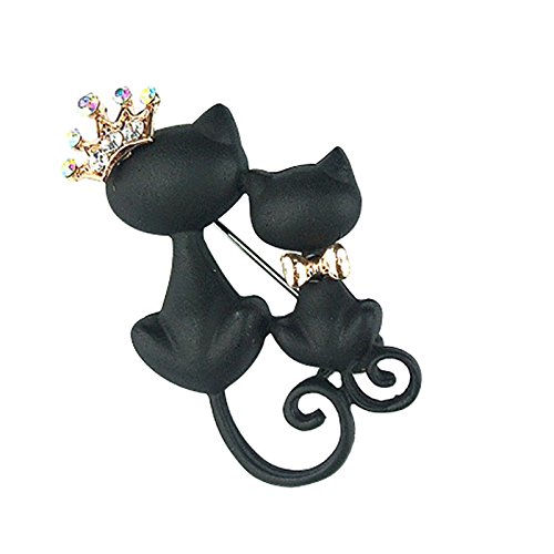 DaoRier Mujer Gato Boutonniere Broches de Bisuteria para Vestidos Ropa Accesorios de Joyería Animales Negro Size 4.3 * 2.6cm