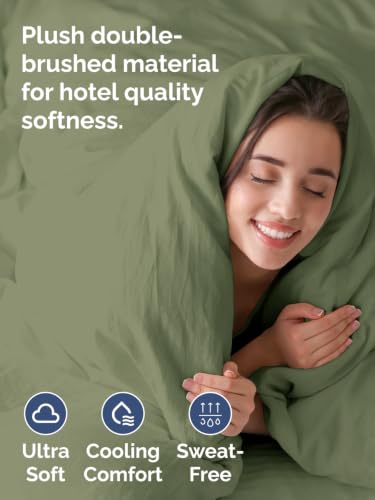 Image of Duvet Cover Super King Size - 3 Piece with Zipper Closure - Sage Green