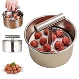 【Edelstahl Fleischbällchen Maschine】Unser fleischbällchen former ist einfach zu bedienen, legen Sie einfach die Fleischfüllung in den Behälter und drücken Sie mit dem Presser nach unten, es kann schnell und gleichmäßig die Fleischfüllung in runde und volle Fleischbällchen formen. Es erspart nicht nur die mühsame Herstellung von Fleischbällchen von Hand, sondern sorgt auch für einen reibungslosen und ungehinderten Garprozess