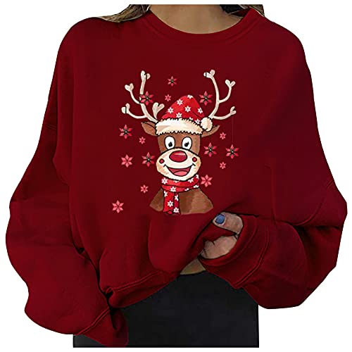 Pull de Noel Sapin Femmes Pull Noël Femme Grande Taille Ugly Christmas Jumper Pull Moche Noel Femme Drole Pullover Moche Sweat Noel Pulls Moches de Noel Sweatshirt Rigolo Pull Over Noel Sweat-Shirt Cover