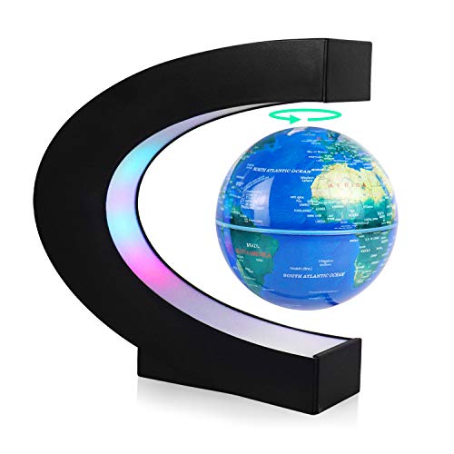Purain 3” Magnetic Floating Globe 24-Hours Auto-Rotating C Shape Levitating Globe With Led Light World Map, Gift For Men Adult Kids Home Office Christmas #TOP28