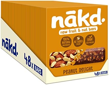Nakd Peanut Delight Natural Fruit & Nut Bars - Vegan - Healthy Snack - Gluten Free, 35 g (Multipack case 48 Bars)