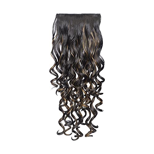 Image of KIS Synthetic Curly Hair Extensions for Women, Highlight Gold | 17 Inches, Natural, Soft Heat Resistant Hair, Thick Washable Reusable, Artificial Hair with 4 Clip-in Extension for Bridal