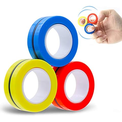 BEIJITA 3 Pcs Magnetic Rings Fidget Toy,Fidget Spinner Toys for Adults Kids Decompression Anxiety Stress Relief Magnetic Finger Fidget Rings Cover