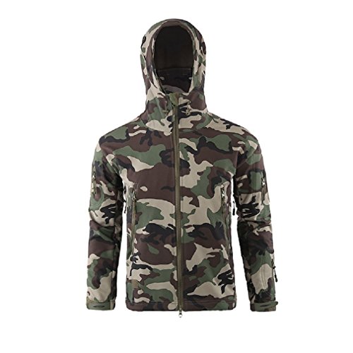 OUMIZHI Herren Jacke Outdoor Langarm Tactical Softshell Wasserdichte Kapuzenjacke fu00a8u00b9r Camping Jagd