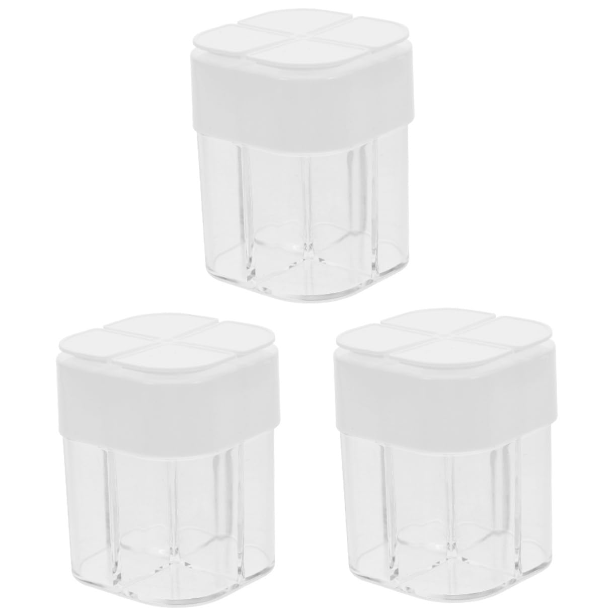 3pcs Airtight Spice Jars Lids Multi Compartment Condiment Containers for Maldon Sea Salt Bbq