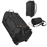 85L 29“ Foldable Rolling Backpack with Wheels, Soft-Side Travel Duffle Bag with Separate Shoe Compartment, Full Quilted Bottom, Black