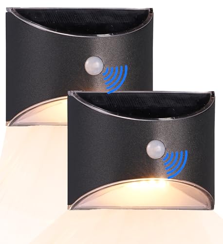 Northpoint LED Solar Wandleuchte mit Bewegungsmelder aus Aluminium Up & Down-Technik warmweiß, Ideal für Eingangsbereiche und Terrassen 2er-Set