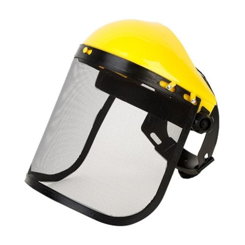 Heuitgs 防護面 フェイスガード ヘルメット フェイスガード メッシュプロテクター 防護面具 顔面保護 草刈りフェイスガード 刈払機用 防災面 草刈機 通気性 ヘルメット用 取り付け ロング 調整可能なヘッドバンドメッシュフェイスシールド 林業 農業