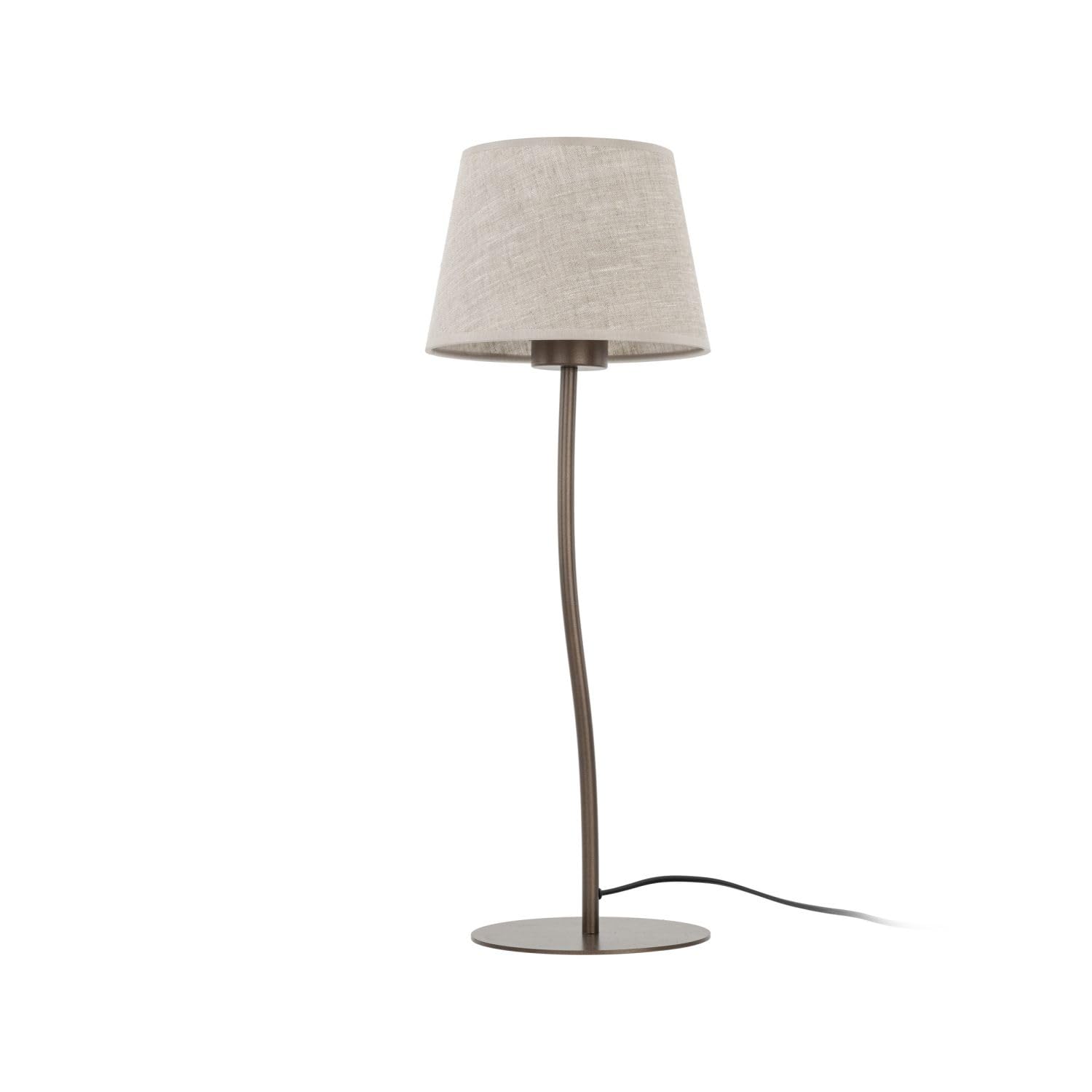 Lámpara habitación infantil sobremesa metal tela 37 cm altura pequeña E27 pantalla lino marrón naturaleza lámpara de sobremesa habitación infantil mesita de noche