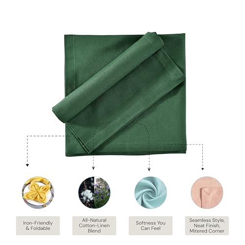 Image of FINGERCRAFT Table Napkins 18x18 Inches Set of 6 Cotton Linen Blend Fabric Dinner Cloth Napkins Washable and Reusable, Good Absorbency for Home, Parties, Hotels (Eden Green)