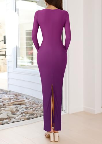 Image of PRETTYGARDEN Bodycon Maxi Dress 2025 Fall Floral Long Sleeve Sexy Mesh Cocktail Wedding Guest Long Dresses