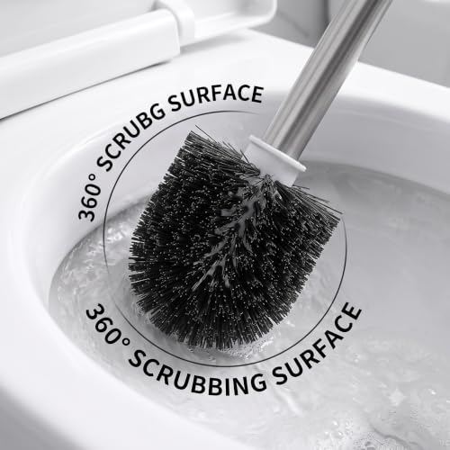 Image of Vasukie Silicone Toilet Brush and Holder Set, with a Extra Crevice Cleaning Brush Deep Cleaning Toilet Bowl Brush for Bathroom Toilet Brushes for Bathroom Wall Mounted Water Drop (2IN1 White)