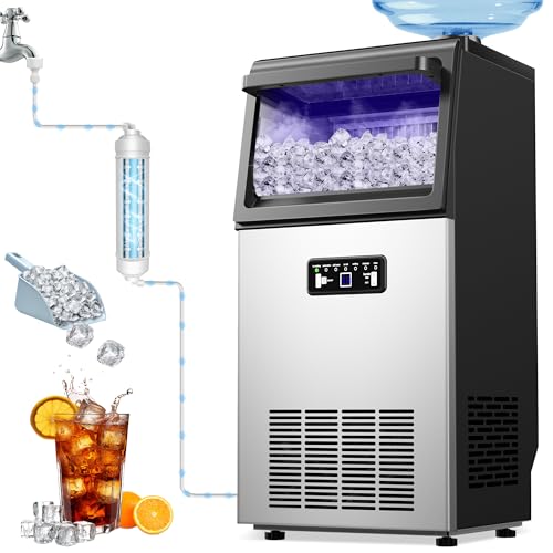 Opiniones y reviews de Máquinas para hacer hielo . 50 Máquina comercial para hacer hielo de 100 libras/24 horas con almacenamiento de 20 libras, máquina de hielo debajo del mostrador de acero inoxidable 36 hielos/ciclo con 2 modos...