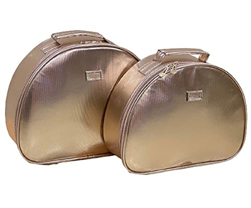 Adson Make Up Jewellery Storage Cosmetic Vanity Travelling Bag Vanity Cosmetic Toiletry Multipurpose Vanity Case (2 Pcs Set) (Rose Gold)
