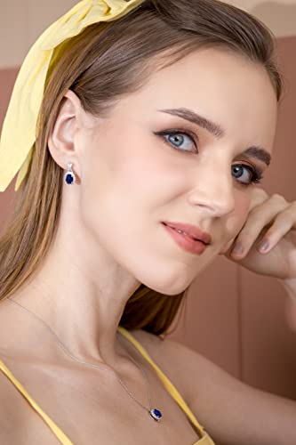 Sterling Silver Genuine, Created or Simulated Gemstone & White Topaz Oval and X Drop Earrings for Women2