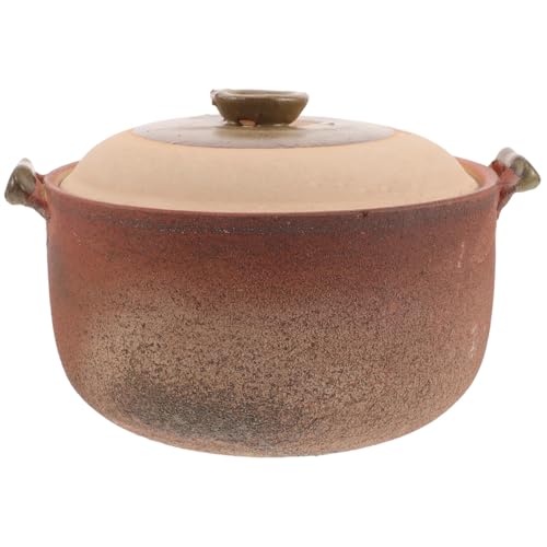 MGHRUEWH Cazuela De Terracota, Ollas De Barro con Tapa, Olla Grande De Barro para Cocinar Guisos En Casa, Olla Pequeña para Sopa Y Estofado.