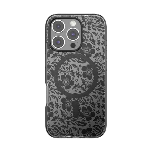 Image of POPSOCKETS iPhone 16 Pro Case Compatible with MagSafe, Phone Case for iPhone 16 Pro, Wireless Charging Compatible, Case Only - Black Lace