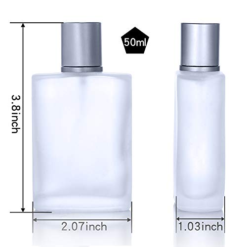 2 Pack 50ml/1.69 Oz Empty Frosted Glass Spray Bottles Perfume Atomizer, Refillable Fine Mist Spray Empty Perfume Bottles with 4 kinds of perfume dispenser (2 Pack 50ml/1.69 Oz Frosted Bottles)2